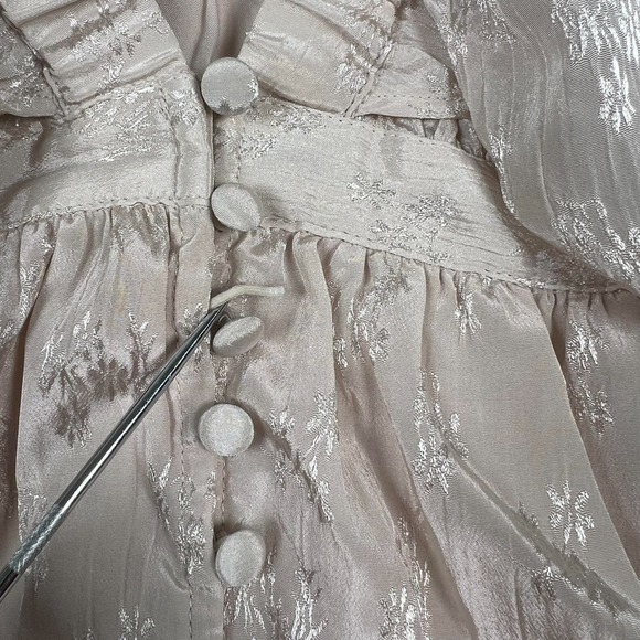 Free People Cha Cha Maxi Dress Womens Large Floral Ruffle Tiered Champagne - Picture 4 of 12